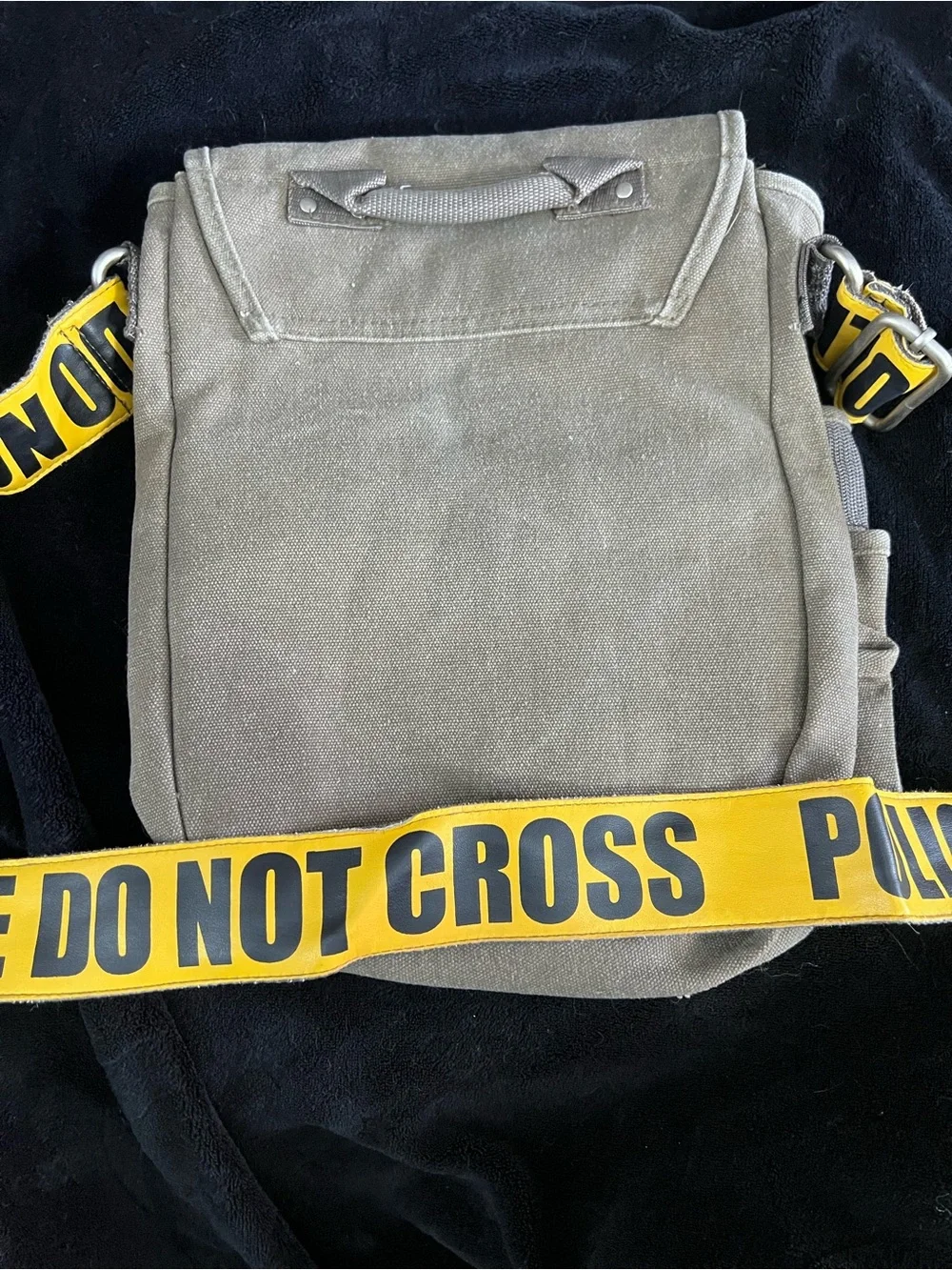 Ducti Messenger Bag - Canvas Messenger Bag with Yellow 'Police Line'